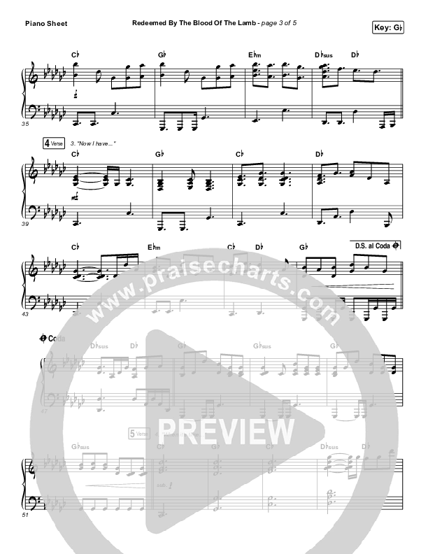 Redeemed By The Blood Of The Lamb Piano Sheet (People & Songs / Sean Carter / Melanie Tierce / David Gentiles)