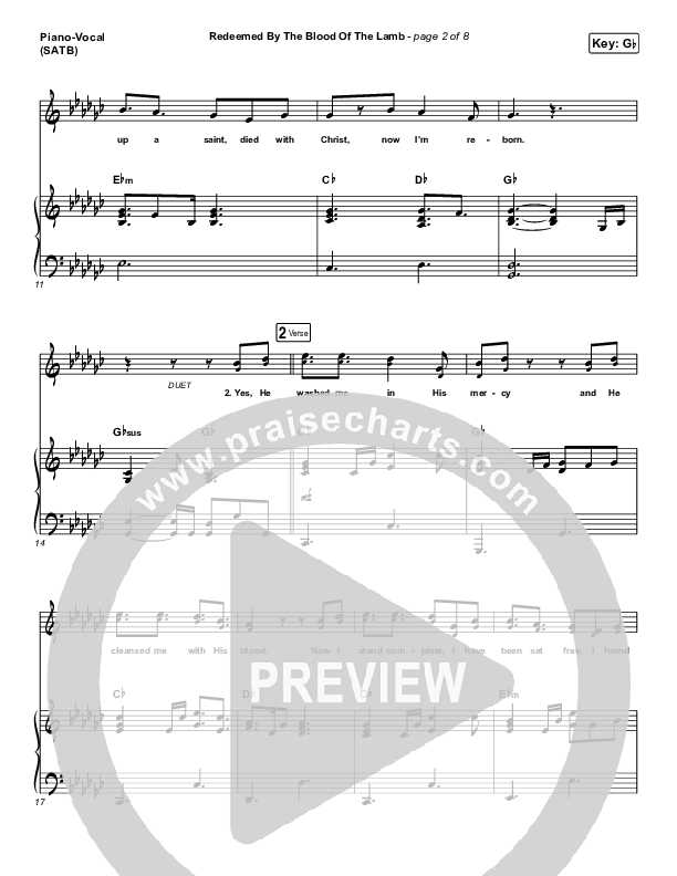 Redeemed By The Blood Of The Lamb Piano/Vocal (SATB) (People & Songs / Sean Carter / Melanie Tierce / David Gentiles)