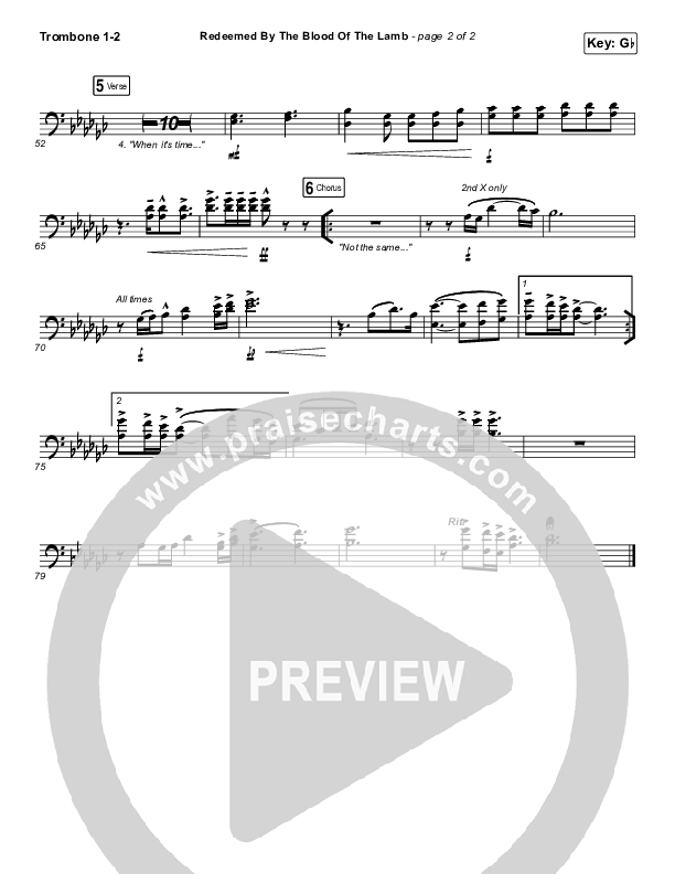 Redeemed By The Blood Of The Lamb Trombone 1/2 (People & Songs / Sean Carter / Melanie Tierce / David Gentiles)