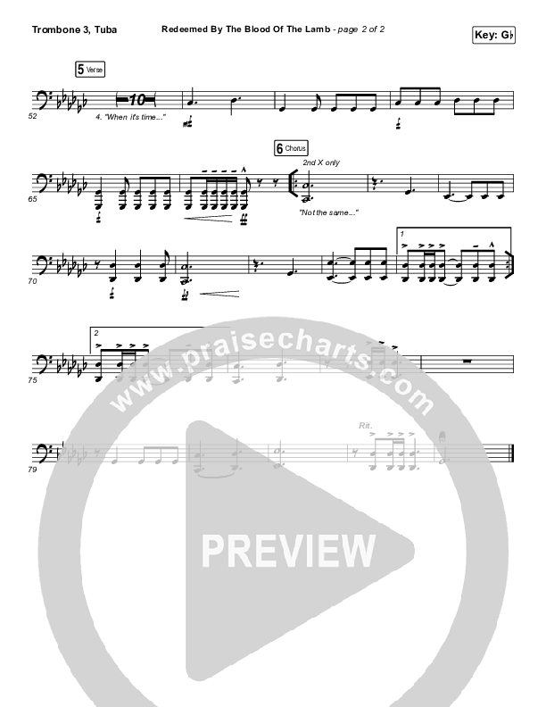 Redeemed By The Blood Of The Lamb Trombone 3/Tuba (People & Songs / Sean Carter / Melanie Tierce / David Gentiles)