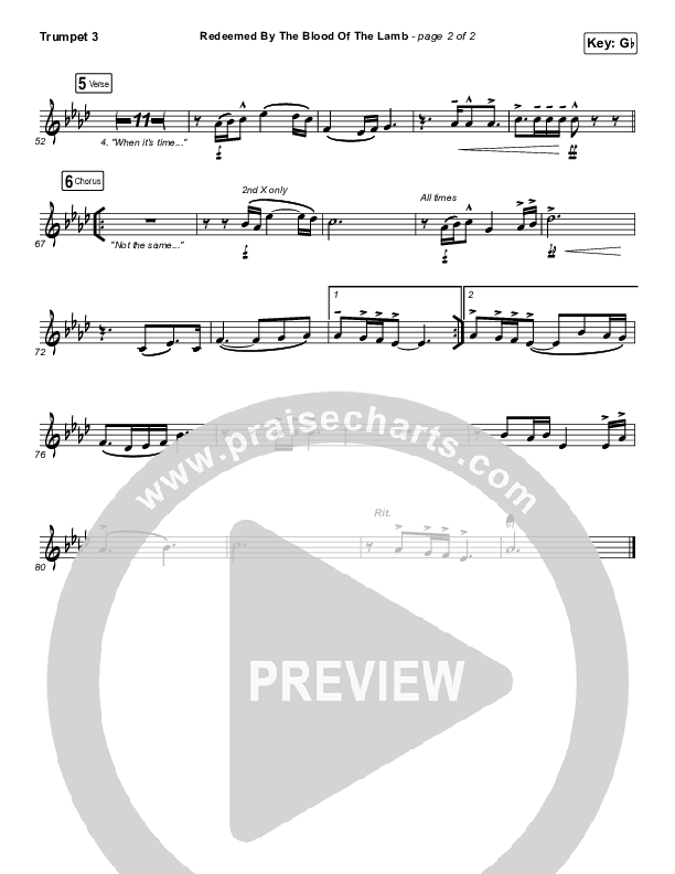 Redeemed By The Blood Of The Lamb Trumpet 3 (People & Songs / Sean Carter / Melanie Tierce / David Gentiles)