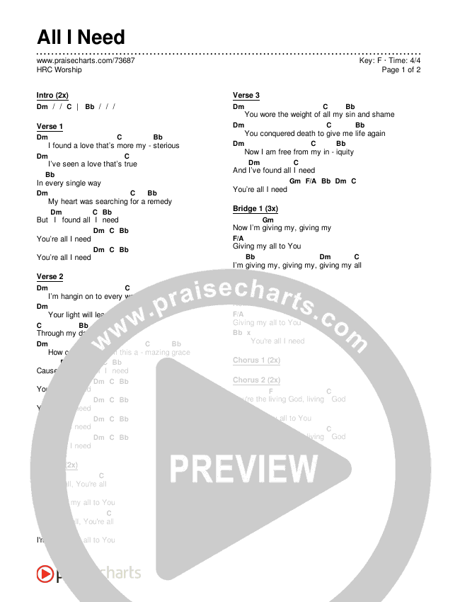 All I Need Chords & Lyrics (HRC Worship)