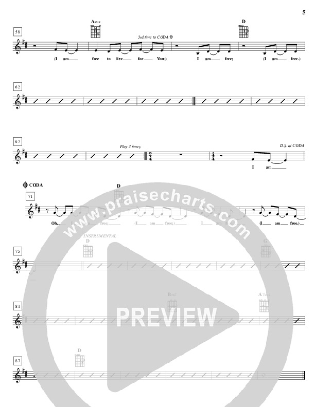 I Am Free Lead Sheet (Desperation Band)