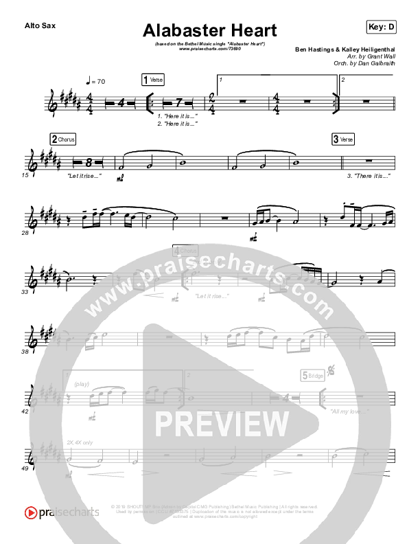 Alabaster Heart (Live) Alto Sax (kalley / Bethel Music)