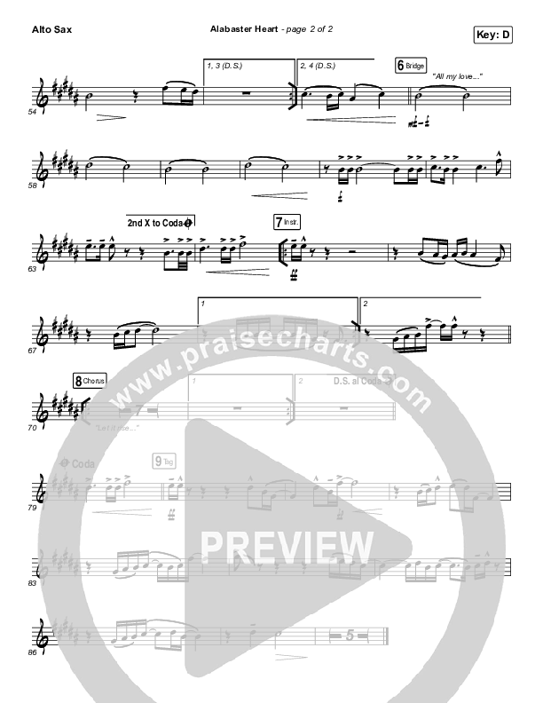 Alabaster Heart (Live) Alto Sax (kalley / Bethel Music)