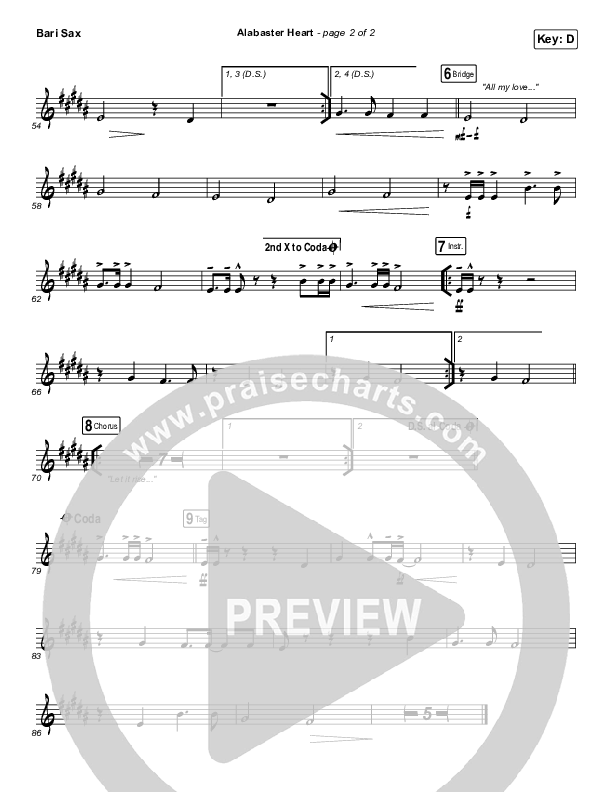 Alabaster Heart (Live) Bari Sax (kalley / Bethel Music)