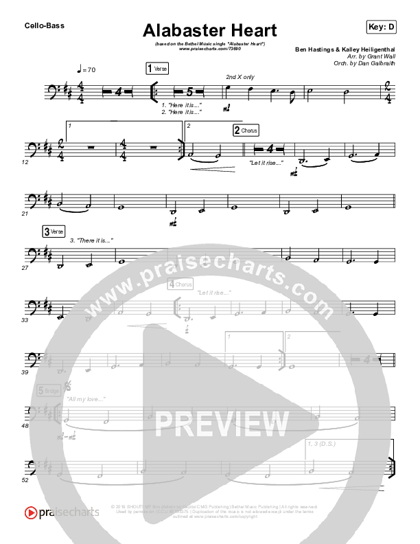 Alabaster Heart (Live) Cello/Bass (kalley / Bethel Music)