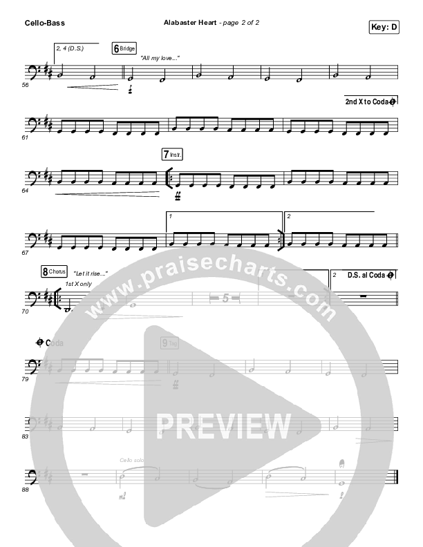 Alabaster Heart (Live) Cello/Bass (kalley / Bethel Music)