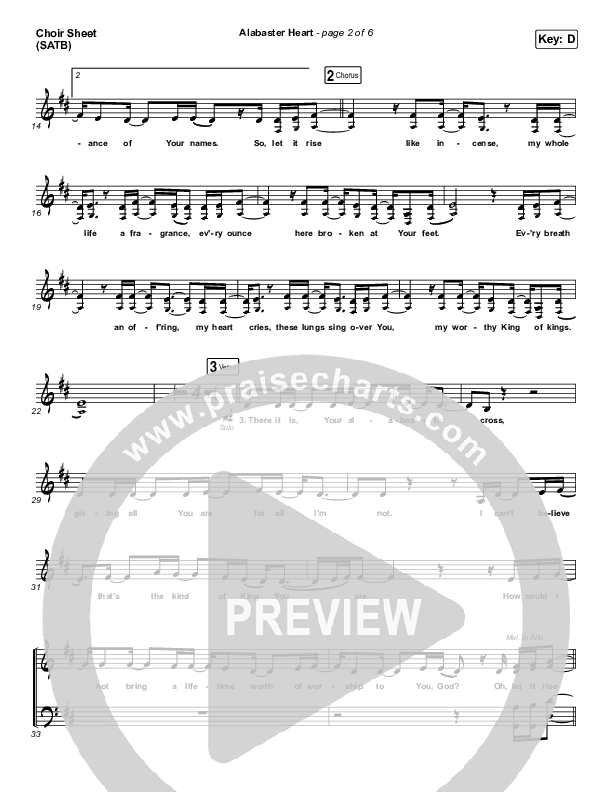 Alabaster Heart (Live) Choir Sheet (SATB) (kalley / Bethel Music)