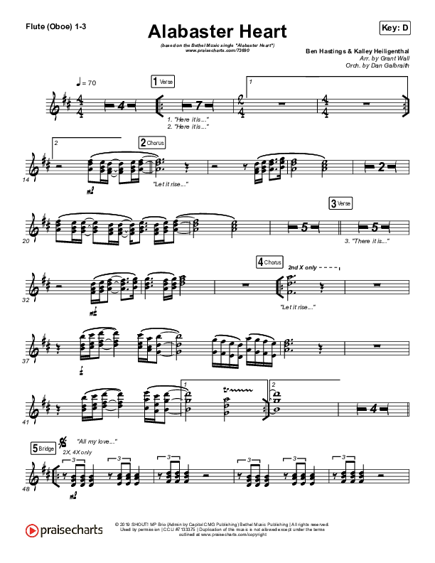 Alabaster Heart (Live) Flute/Oboe 1/2/3 (kalley / Bethel Music)
