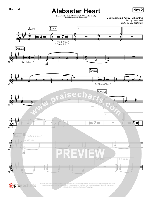 Alabaster Heart (Live) French Horn 1/2 (kalley / Bethel Music)