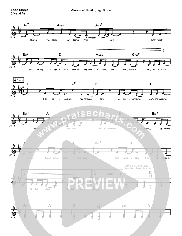 Alabaster Heart (Live) Lead Sheet (Melody) (kalley / Bethel Music)