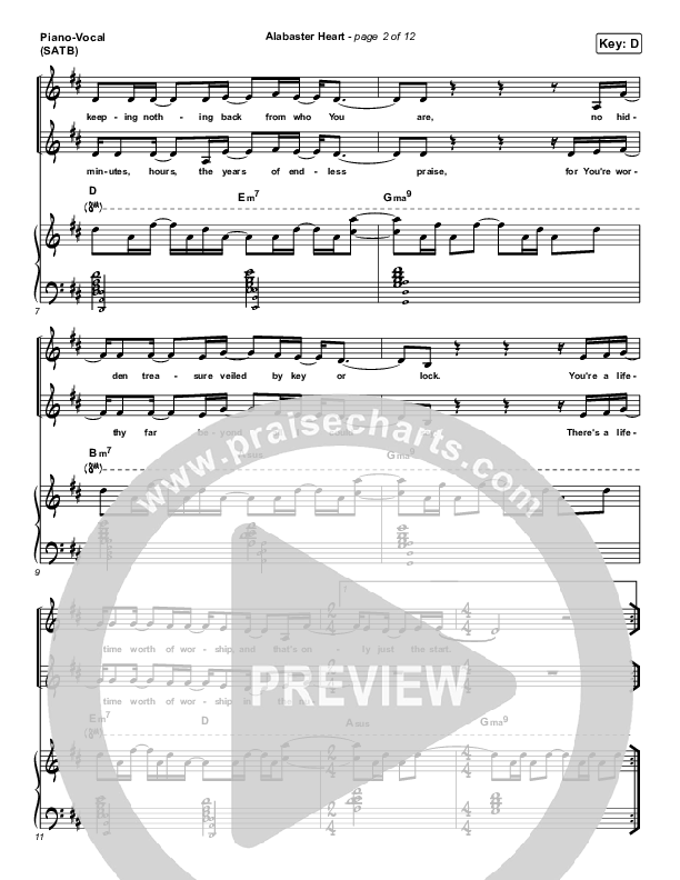 Alabaster Heart (Live) Piano/Vocal Pack (kalley / Bethel Music)