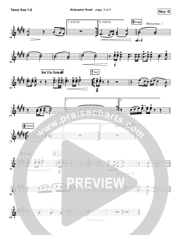 Alabaster Heart (Live) Tenor Sax 1/2 (kalley / Bethel Music)