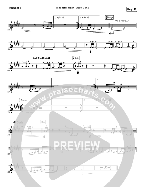 Alabaster Heart (Live) Trumpet 3 (kalley / Bethel Music)