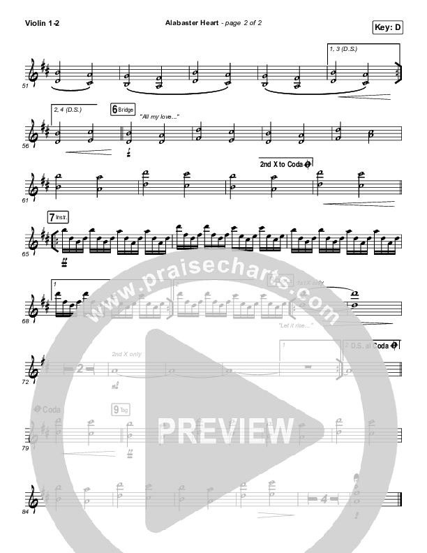 Alabaster Heart (Live) Violin 1/2 (kalley / Bethel Music)