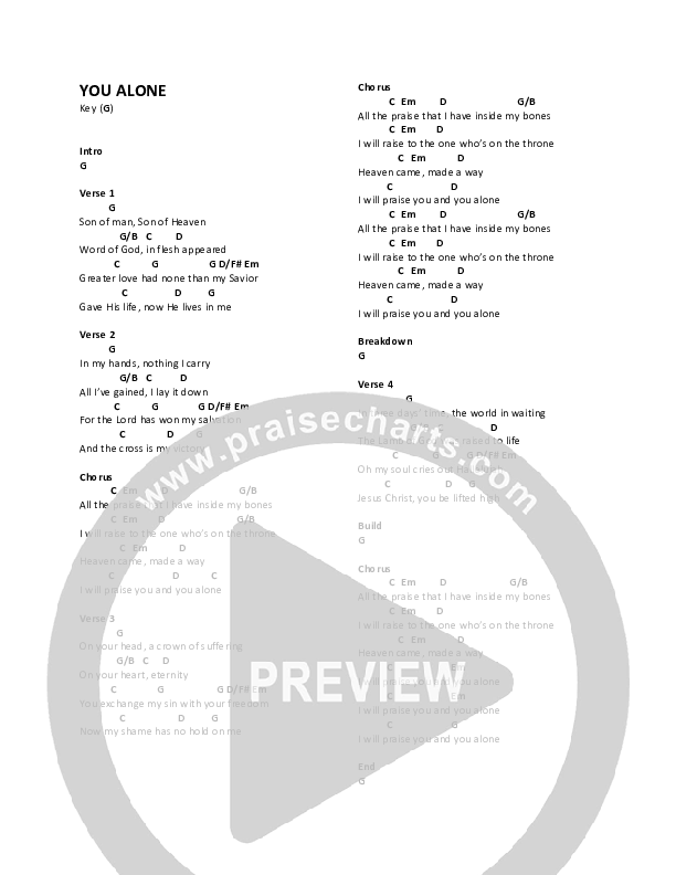 You Alone Chords & Lyrics (Lifepoint Worship)