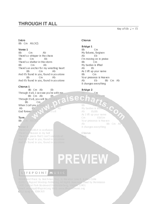 Through It All Chords & Lyrics (Lifepoint Worship)
