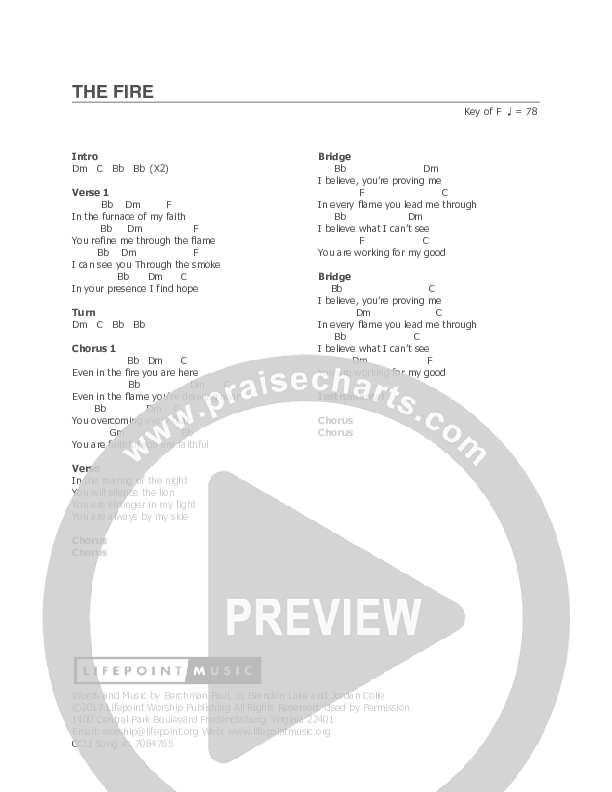 The Fire Chords & Lyrics (Lifepoint Worship)