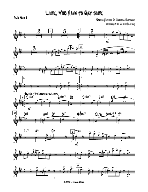 Lack You Have To Get Back Alto Sax 1/2 (Rebecca Hardiman)