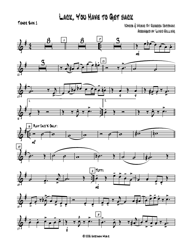 Lack You Have To Get Back Tenor Sax 1/2 (Rebecca Hardiman)
