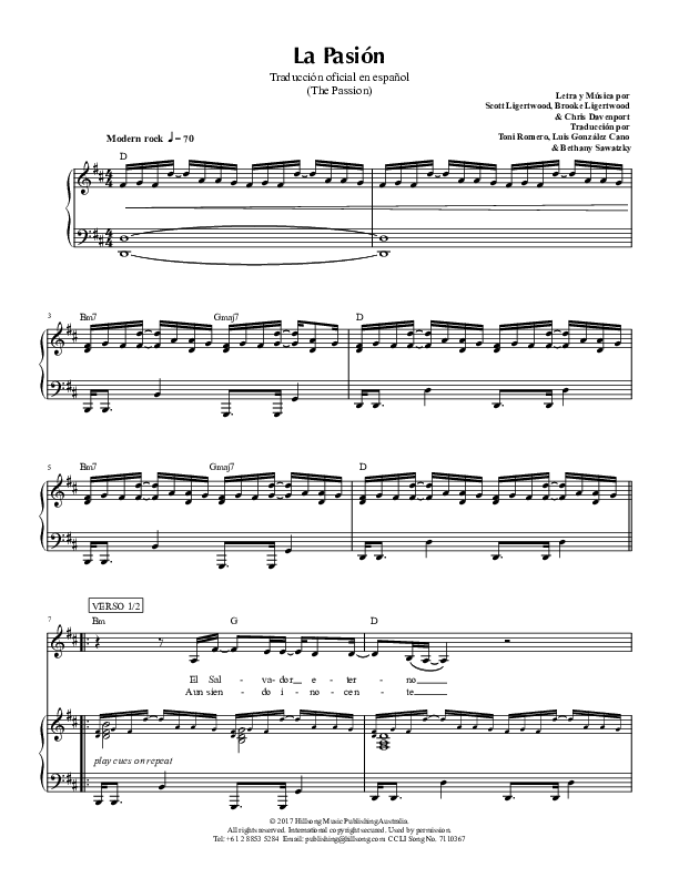 La Pasion (The Passion) Lead Sheet (Hillsong en Espanol / Hillsong Worship)