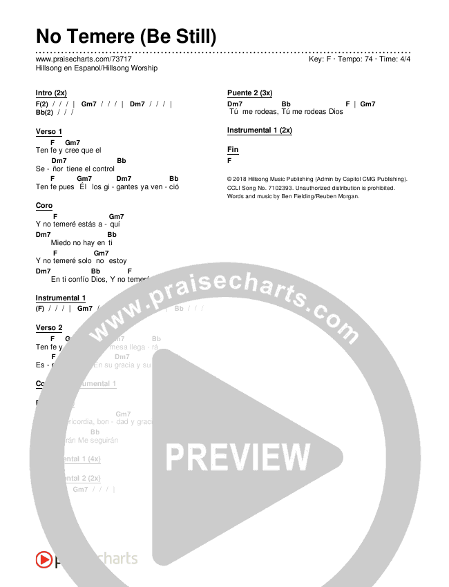 No Temere (Be Still) Chords & Lyrics (Hillsong en Espanol / Hillsong Worship)