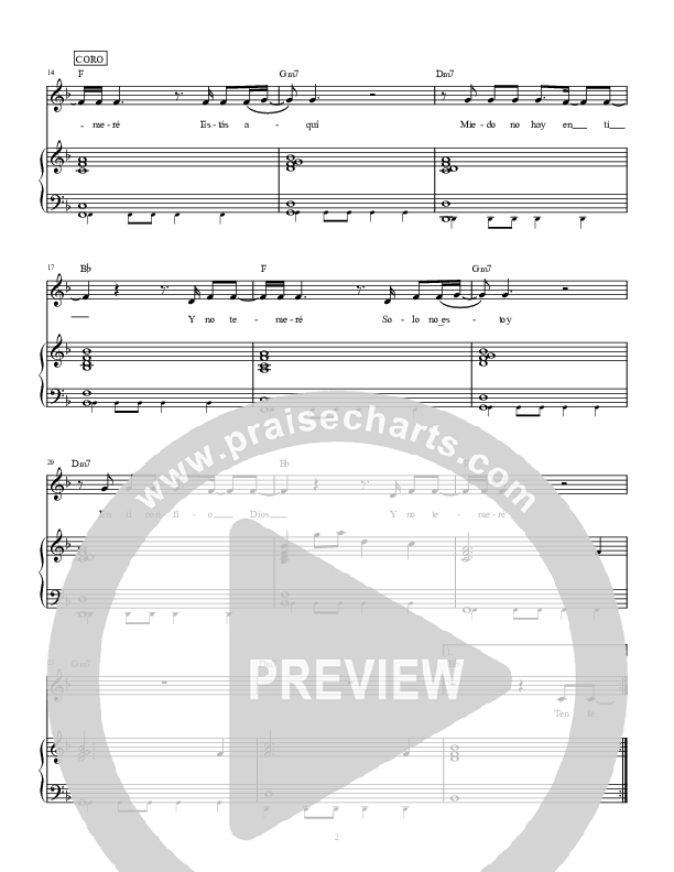 No Temere (Be Still) Lead Sheet (Hillsong en Espanol / Hillsong Worship)