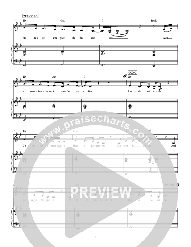 Vino Nuevo (New Wine) Lead Sheet (Hillsong en Espanol / Hillsong Worship)