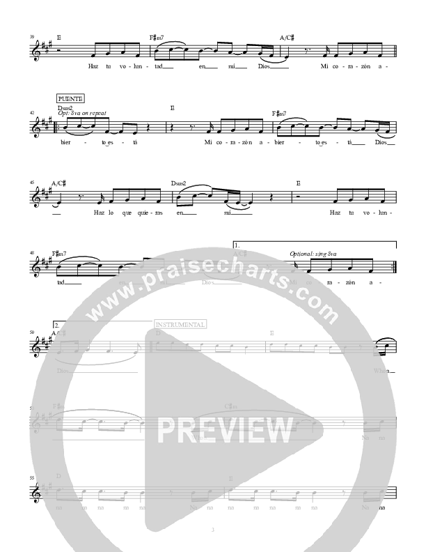 En Tu Presencia (Touch Of Heaven) Lead Sheet (Hillsong en Espanol / Hillsong Worship)