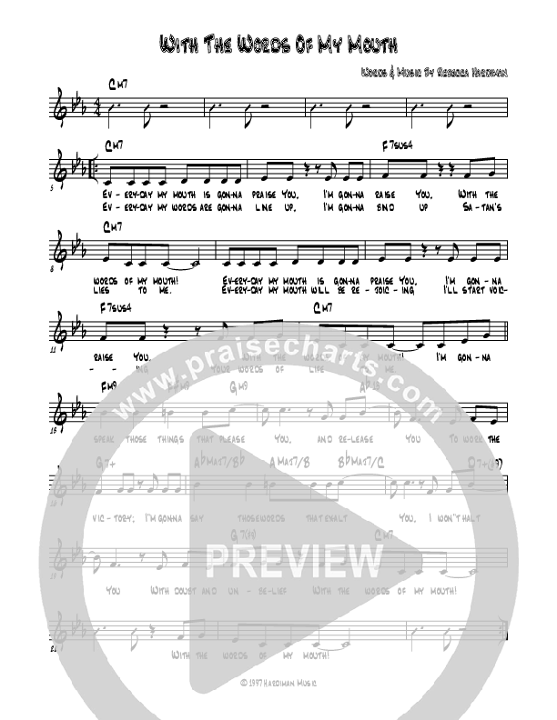 With The Words Of My Mouth Lead Sheet (Rebecca Hardiman)