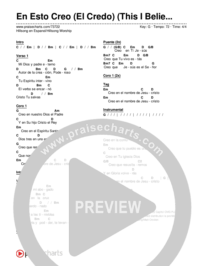En Esto Creo (El Credo) (This I Believe (The Creed)) Chords & Lyrics (Hillsong en Espanol / Hillsong Worship)