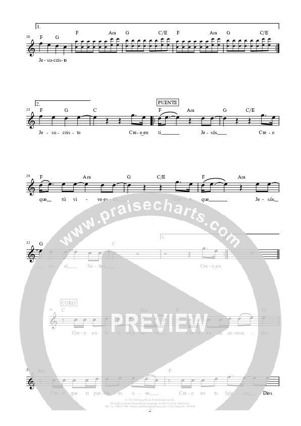 En Esto Creo (El Credo) (This I Believe (The Creed)) Lead Sheet (Hillsong en Espanol / Hillsong Worship)