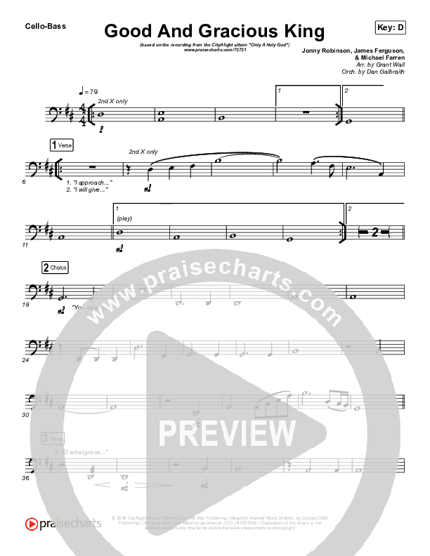 Good And Gracious King Cello/Bass (CityAlight)