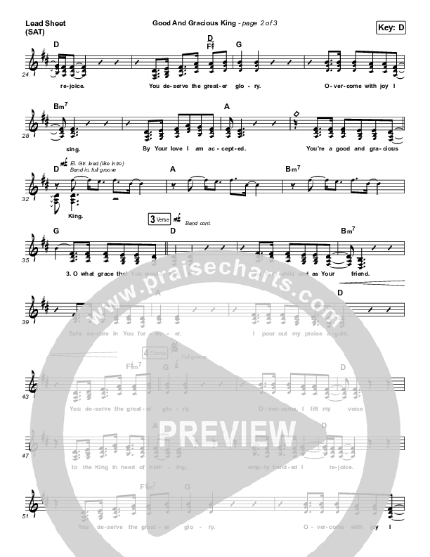 Good And Gracious King Lead Sheet (SAT) (CityAlight)