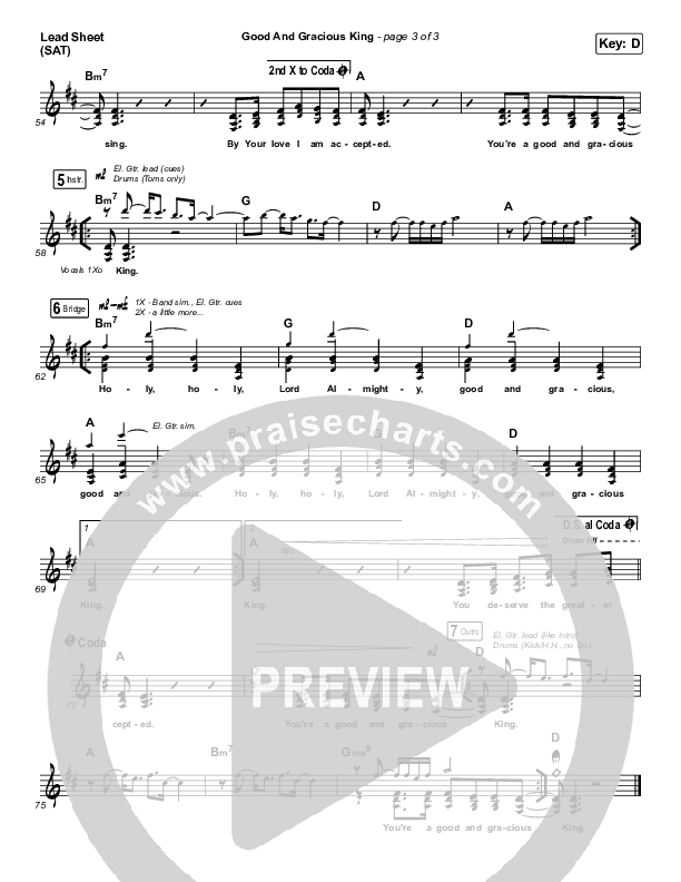 Good And Gracious King Lead Sheet (SAT) (CityAlight)