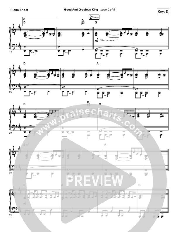 Good And Gracious King Piano Sheet (CityAlight)