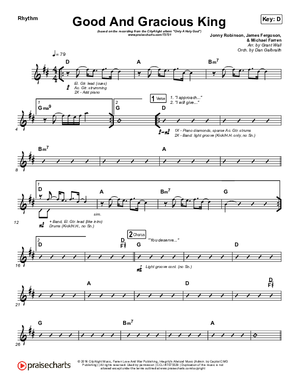 Good And Gracious King Rhythm Chart (CityAlight)