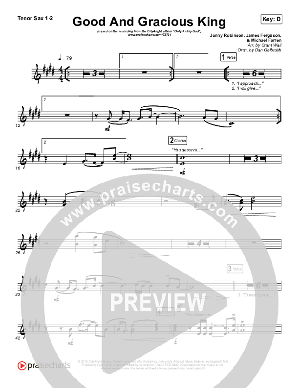 Good And Gracious King Tenor Sax 1/2 (CityAlight)