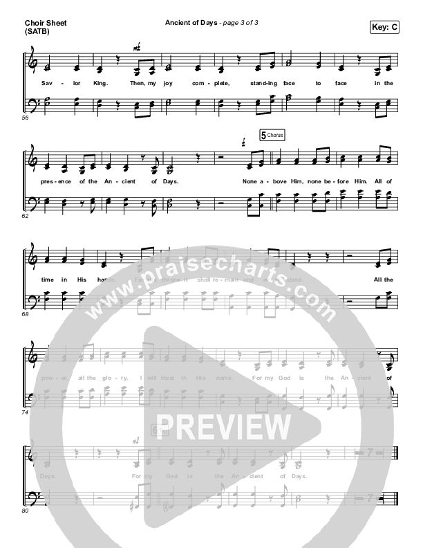 Ancient Of Days Choir Sheet (SATB) (CityAlight)