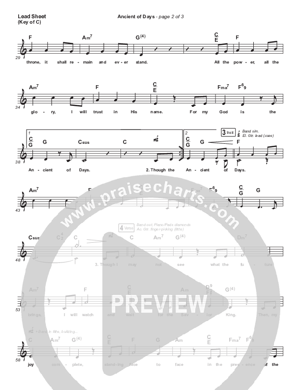 Ancient Of Days Lead Sheet (Melody) (CityAlight)