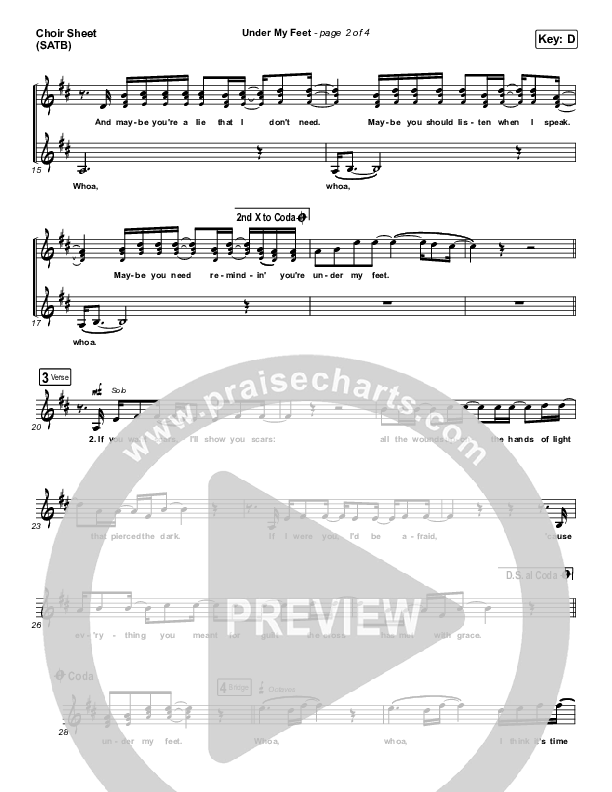 Under My Feet Choir Sheet (SATB) (Zach Williams)