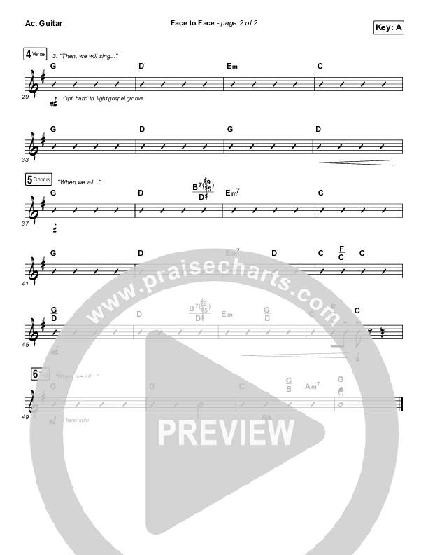 Face To Face Acoustic Guitar (Zach Williams)