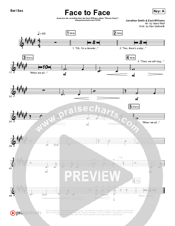 Face To Face Bari Sax (Zach Williams)