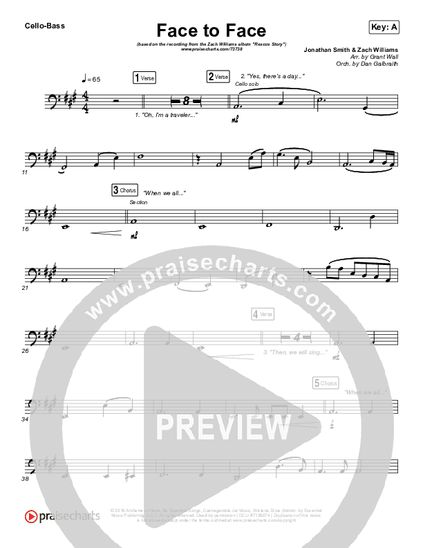 Face To Face Cello/Bass (Zach Williams)