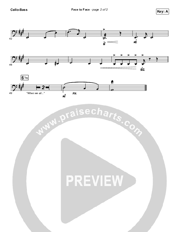 Face To Face Cello/Bass (Zach Williams)