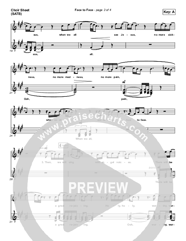 Face To Face Choir Vocals (SATB) (Zach Williams)