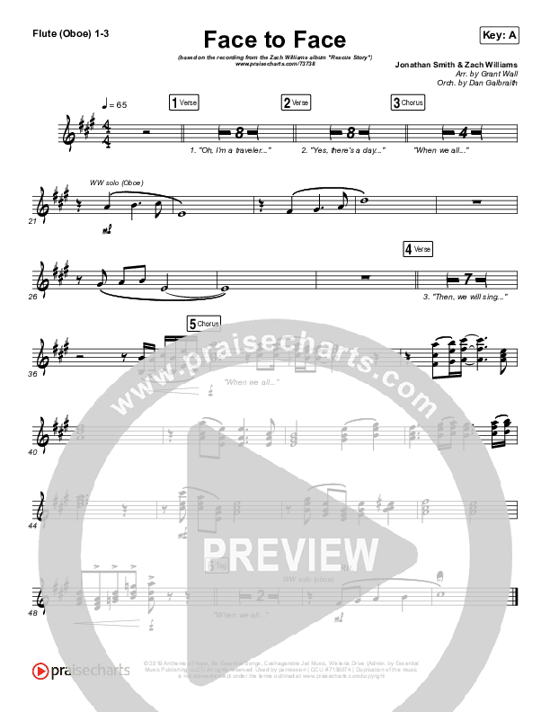 Face To Face Flute/Oboe 1/2/3 (Zach Williams)