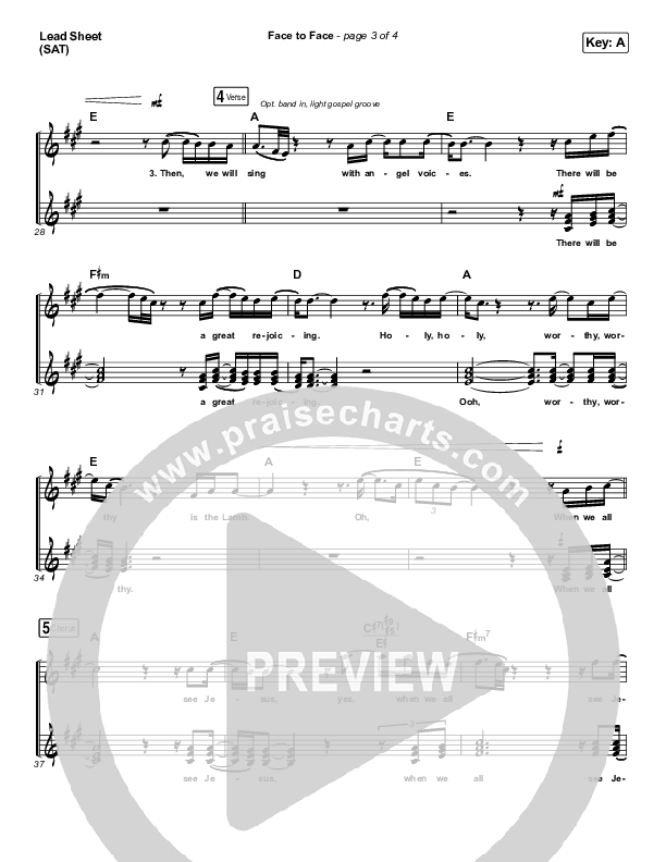 Face To Face Lead Sheet (SAT) (Zach Williams)