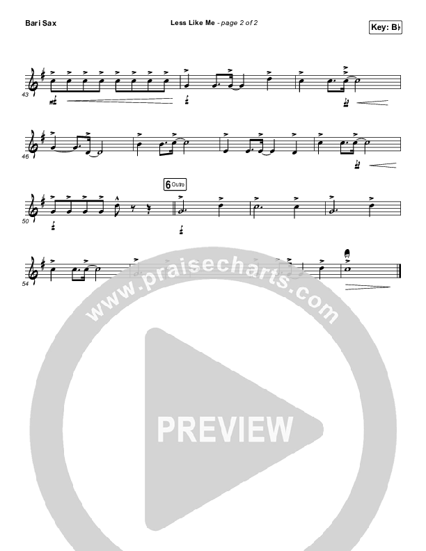 Less Like Me Bari Sax (Zach Williams)